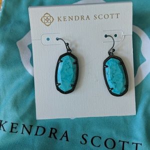 Kendra Scott rare gunmetal turquoise Dani earrings